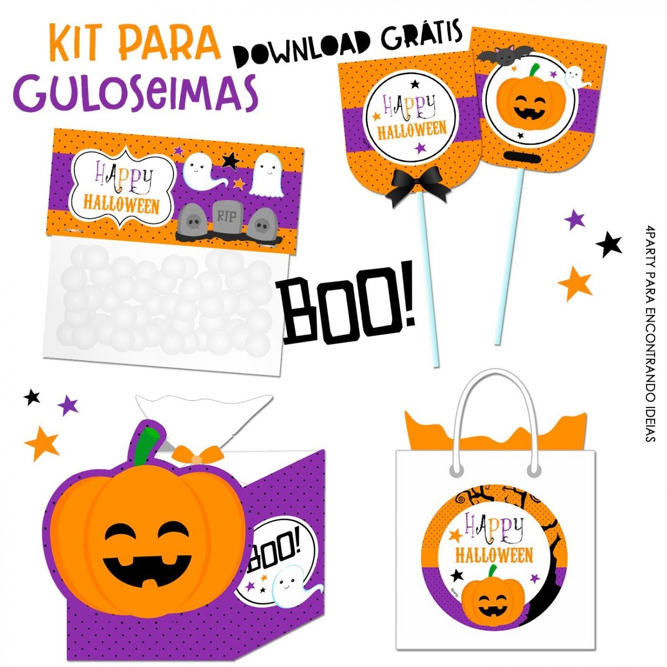 Kit Halloween Capinha para Pirulito