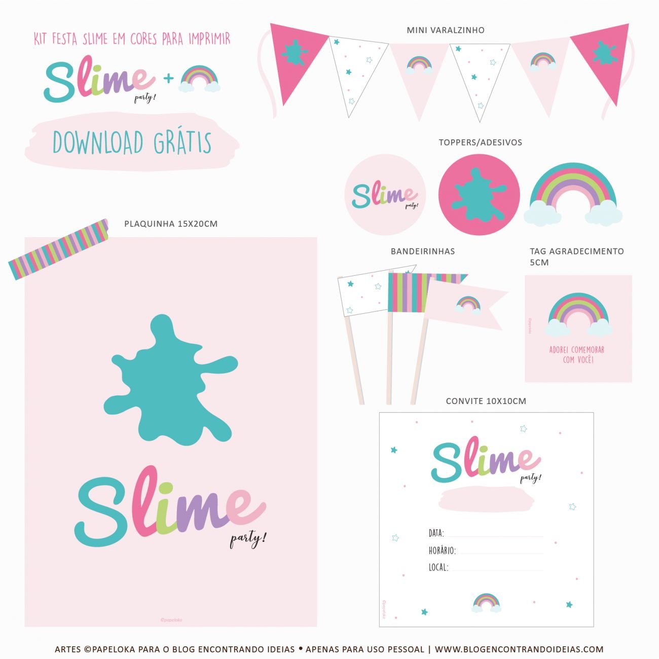 Kit Digital Slime e Arco Iris/Tag