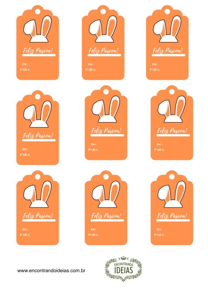 Tags de Páscoa na cor laranja